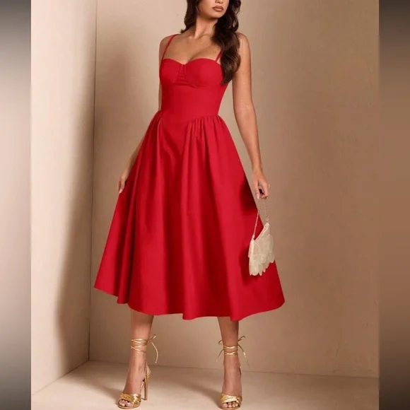 Elegant White Midi Dress - Picture 12 of 16